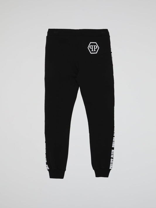 Black Logo Side Stripe Active Trousers (Kids)