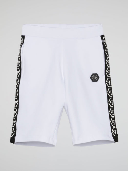 White Logo Tape Jogging Shorts (Kids)