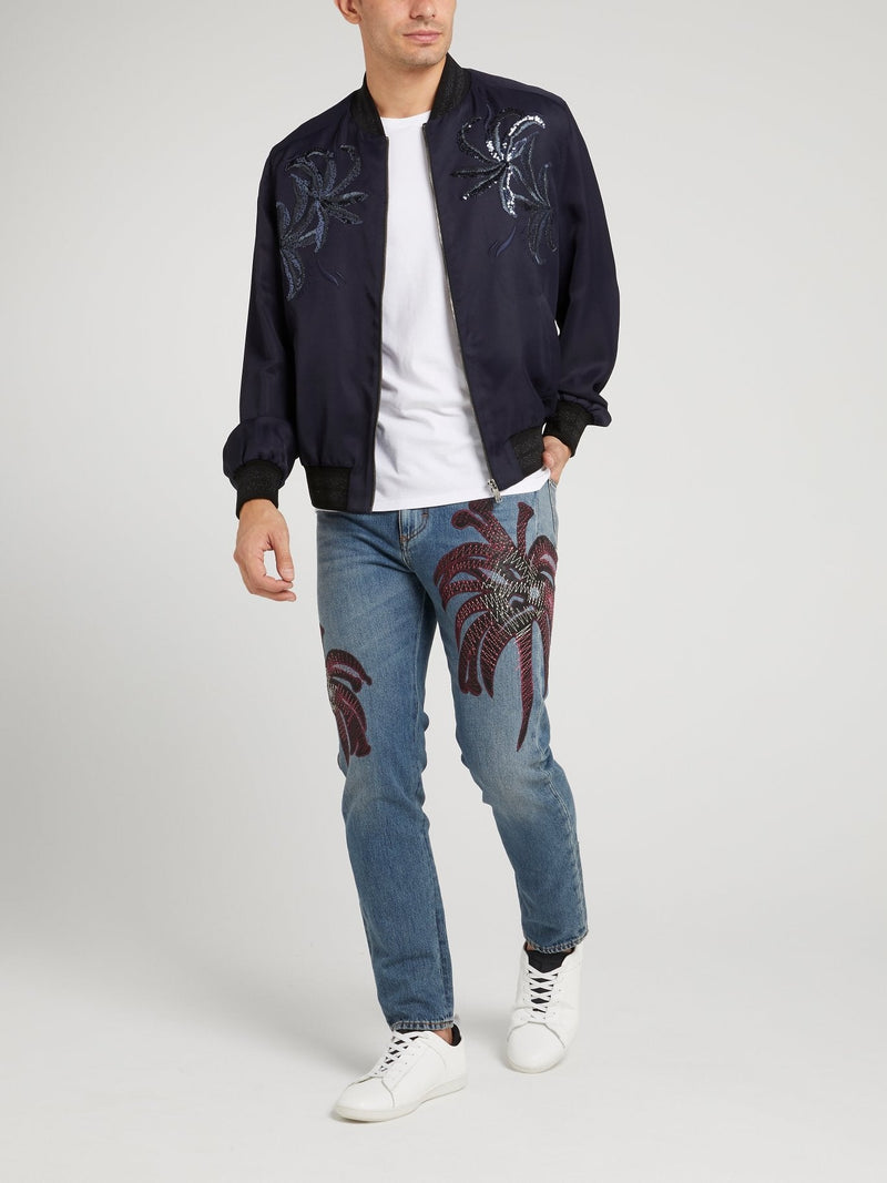 Blue Tropical Stitch Jeans