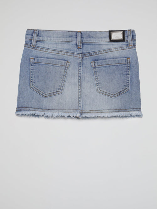 Blue Butterfly Crystals Denim Skirt (Kids)