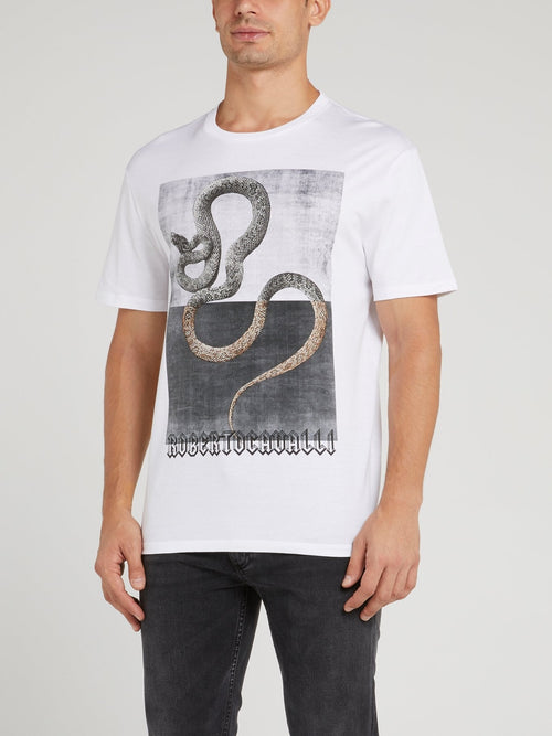 White Snake Graphic Print T-Shirt