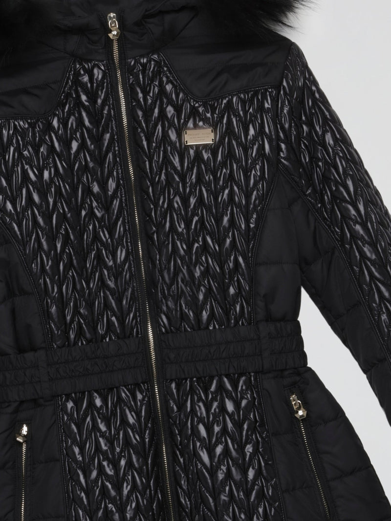 Black Quilted Fur Parka (Kids)