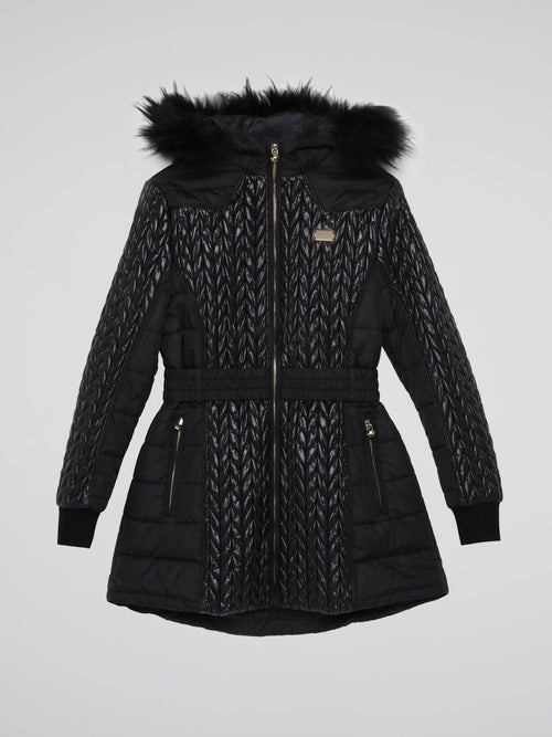 Black Quilted Fur Parka (Kids)