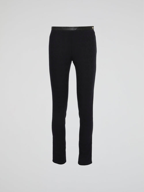 Black Leather Waist Leggings