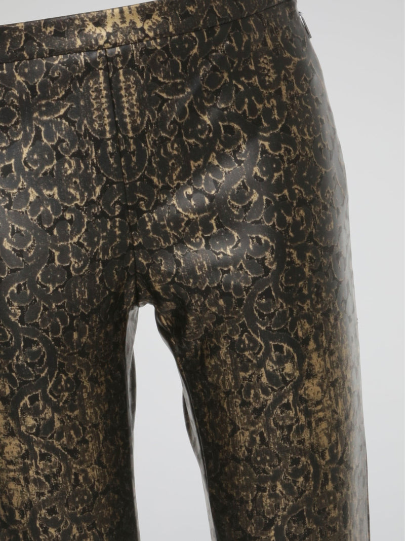 Baroque Print Leather Leggings