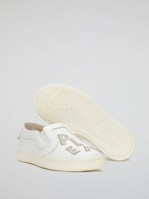 Plein Patch White Slip-On Sneakers (Kids)