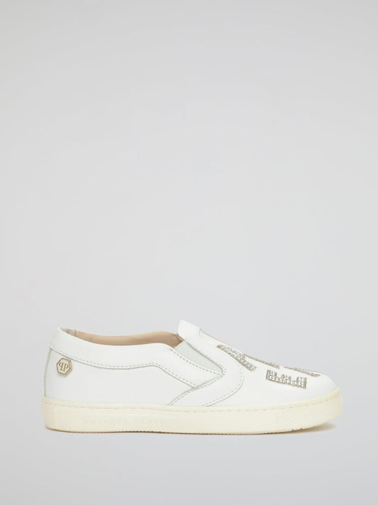 Plein Patch White Slip-On Sneakers (Kids)