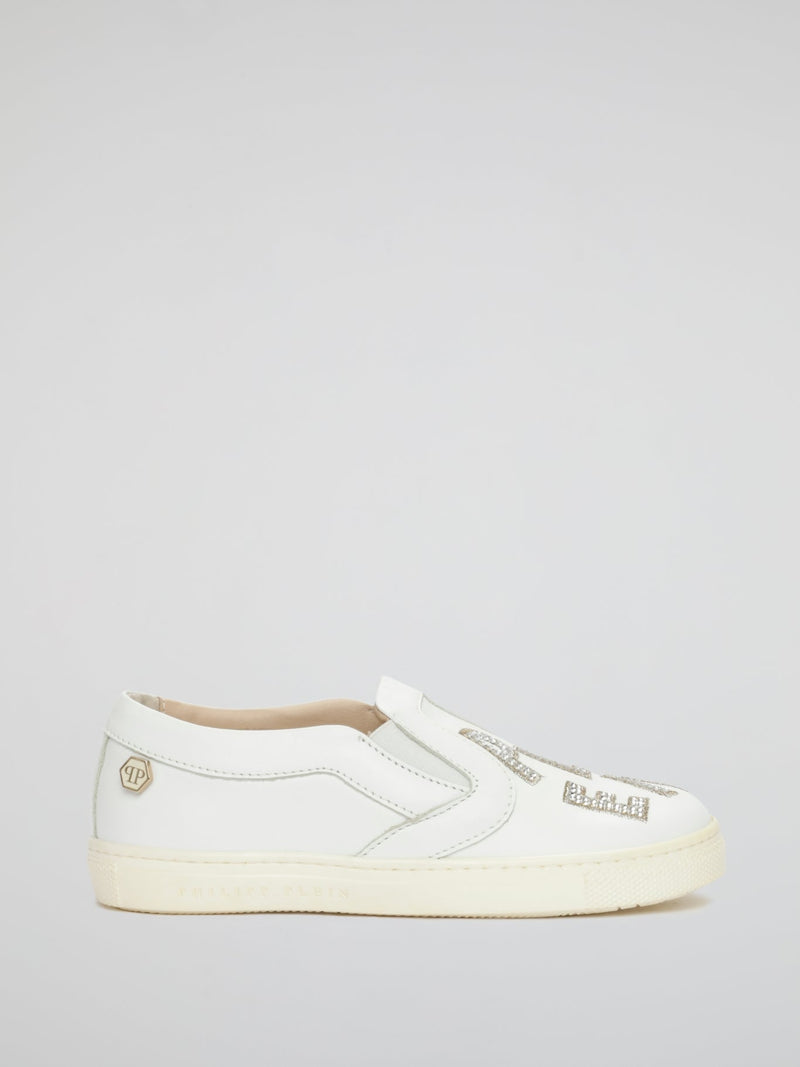 Plein Patch White Slip-On Sneakers (Kids)