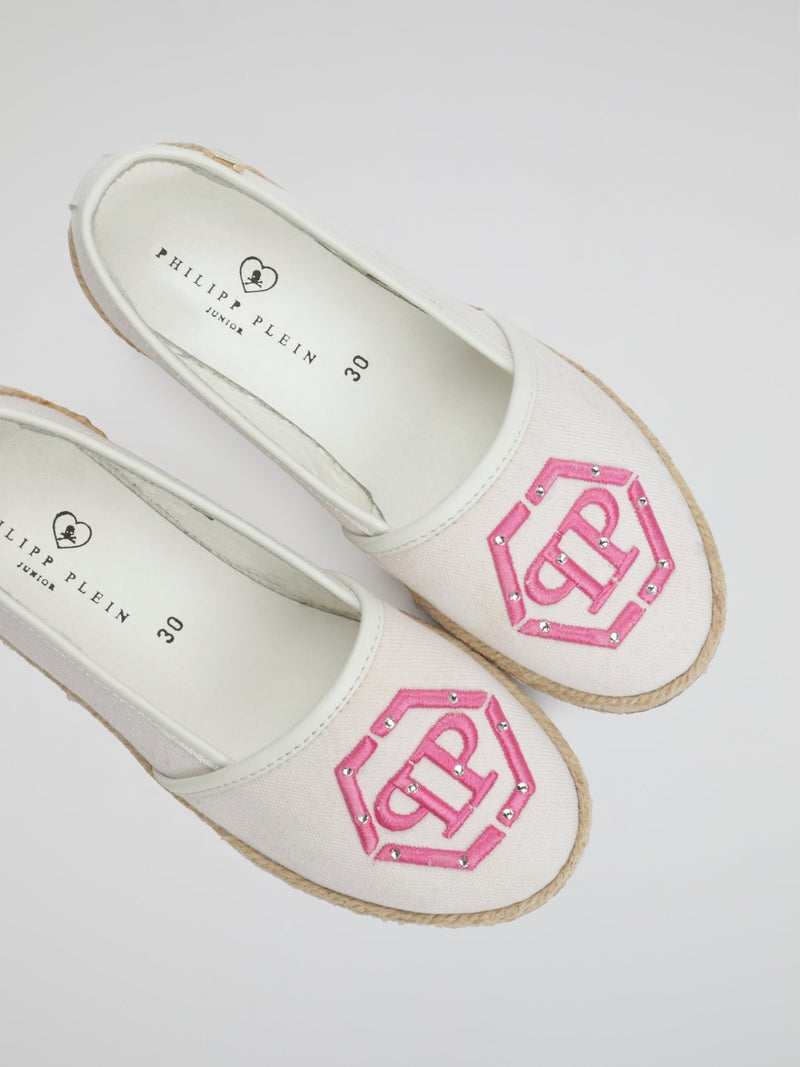 White Monogram Espadrilles (Kids)