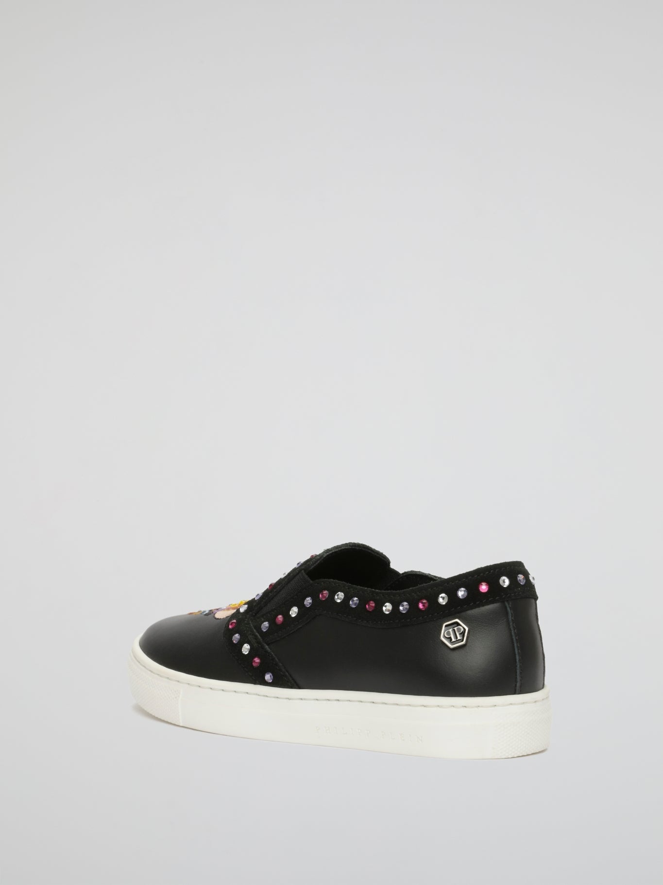 Black Patched Slip-On Sneakers (Kids)