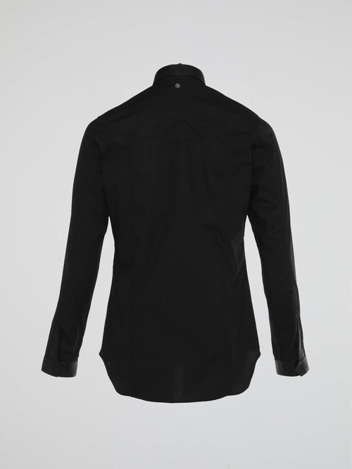 Black Leather Panel Shirt