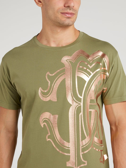 Olive Glossy Print Monogram T-Shirt