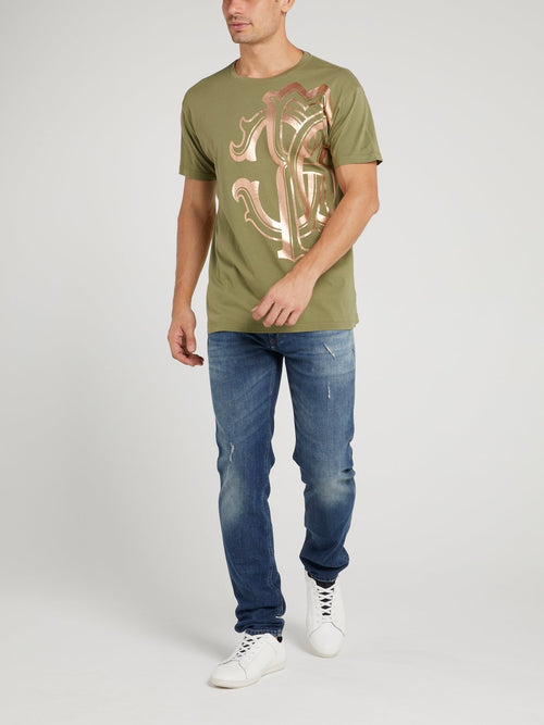 Olive Glossy Print Monogram T-Shirt