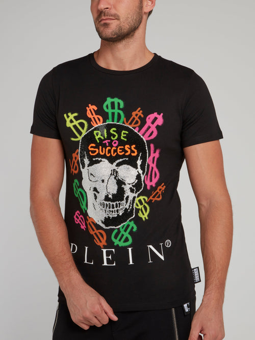 Dollar Skull Print Statement T-Shirt